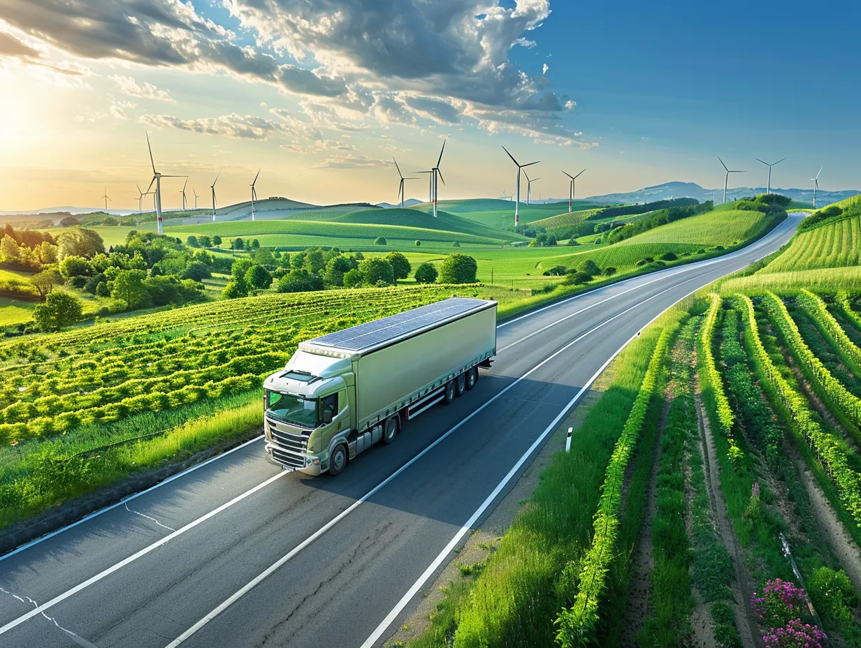 Un transporte refrigerado equipado con placas solares